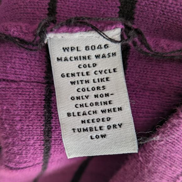 Y2K Style & Co Babydoll Top Sweater PM Purple Black Stripe Elena 2010s Rib Knit - Picture 8 of 9